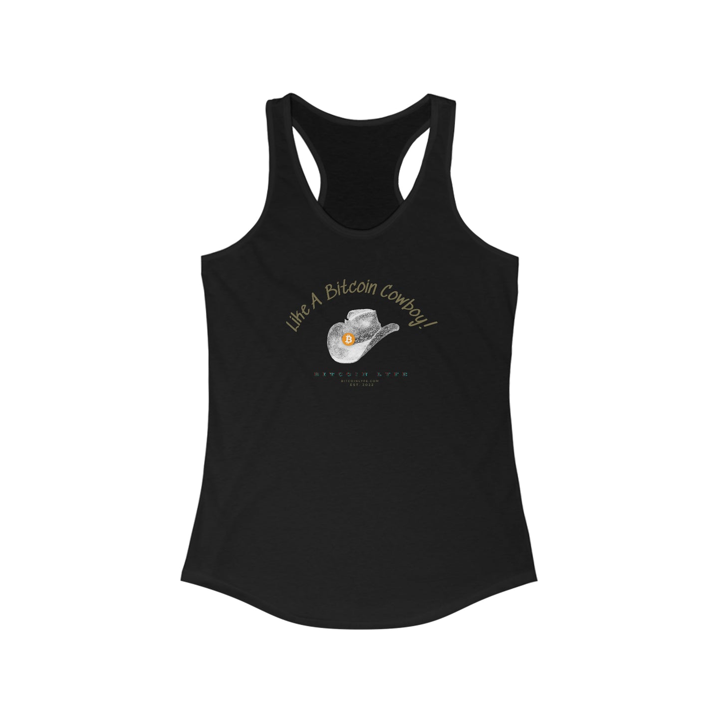 Bitcoin LYFE Cowboy Racerback Tank