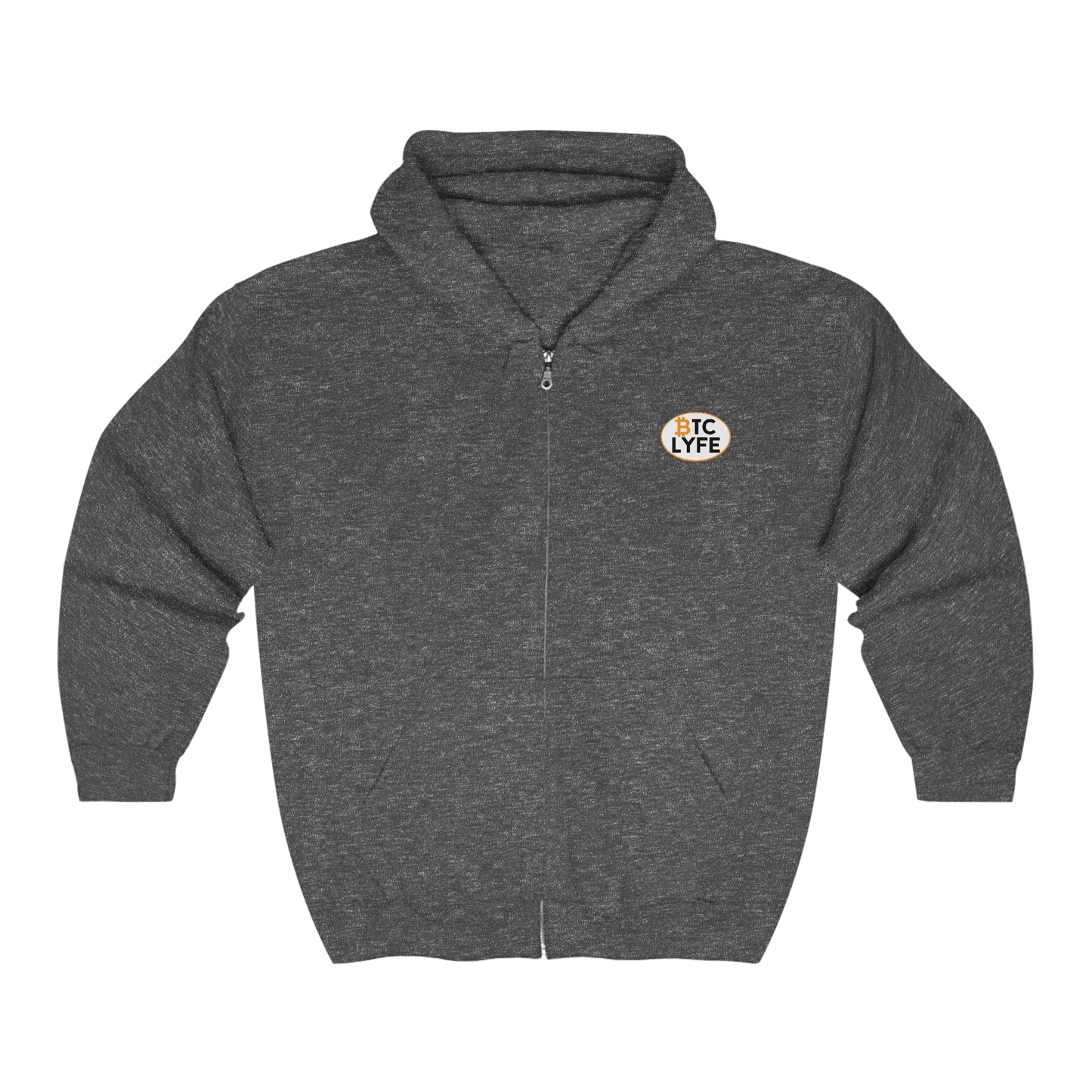 Bitcoin LYFE (Oval) Heavy Blend™ Full Zip Hooded Sweatshirt