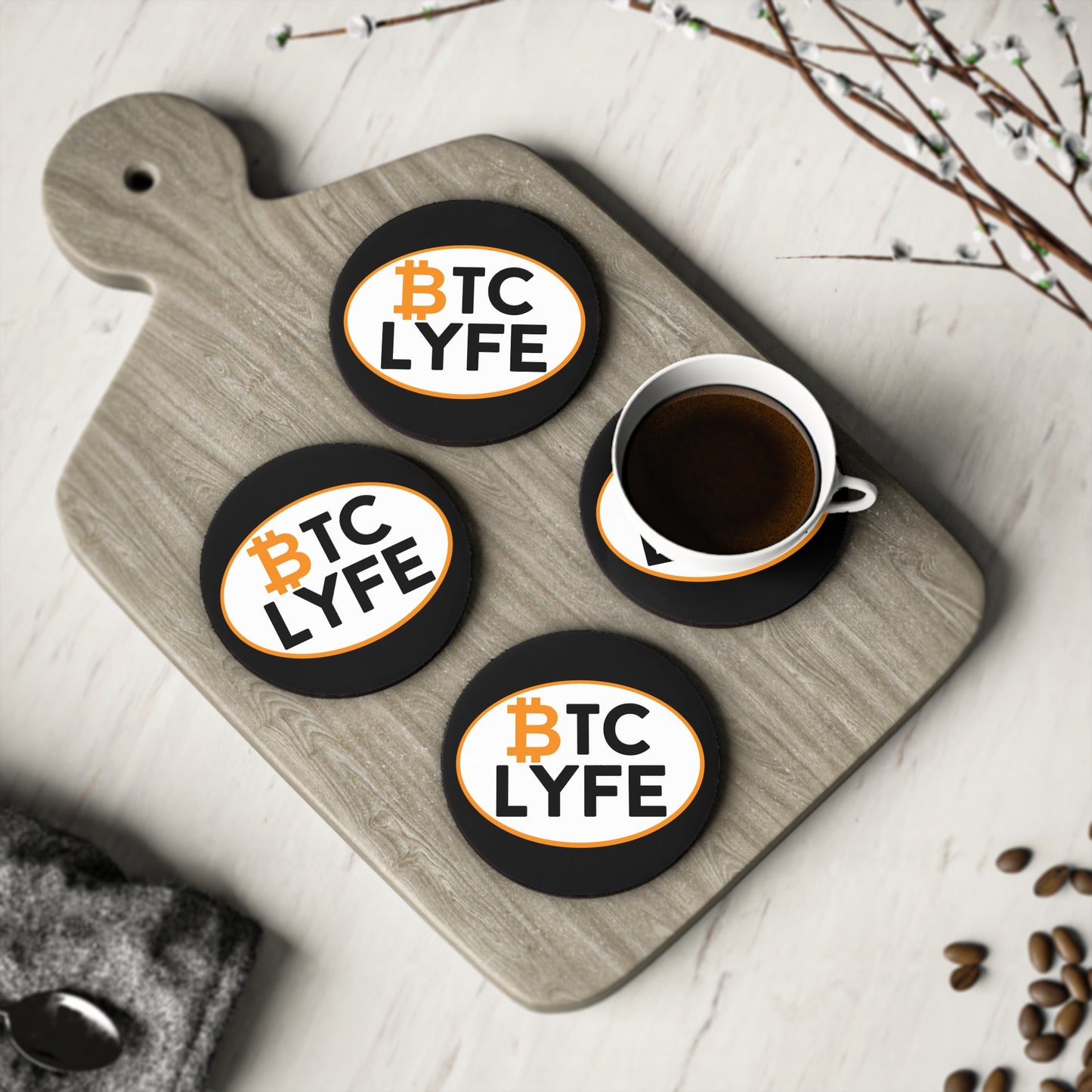 Bitcoin LYFE (Oval) Coasters