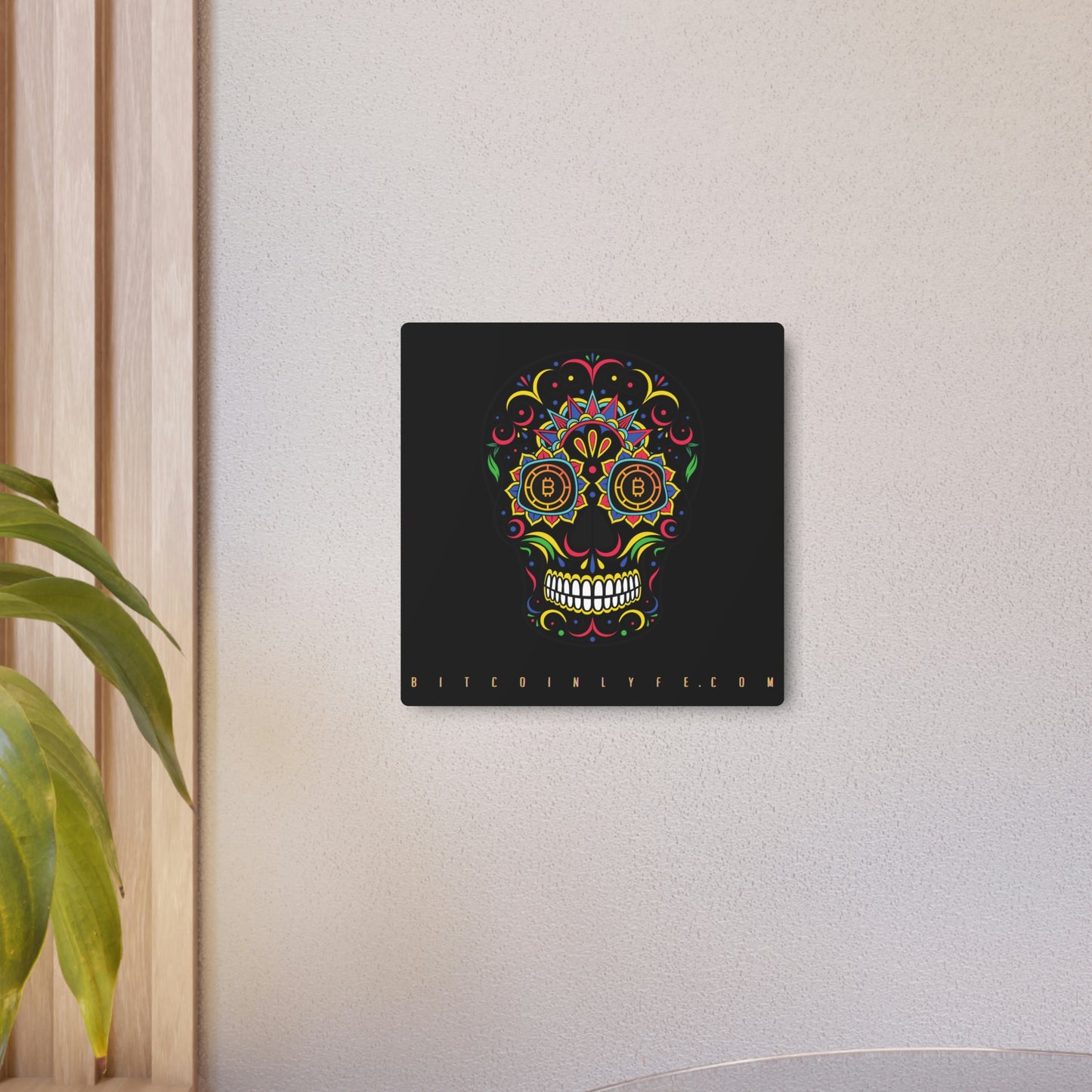 Día de los Muertos Metal Art Sign, Catorce Negro