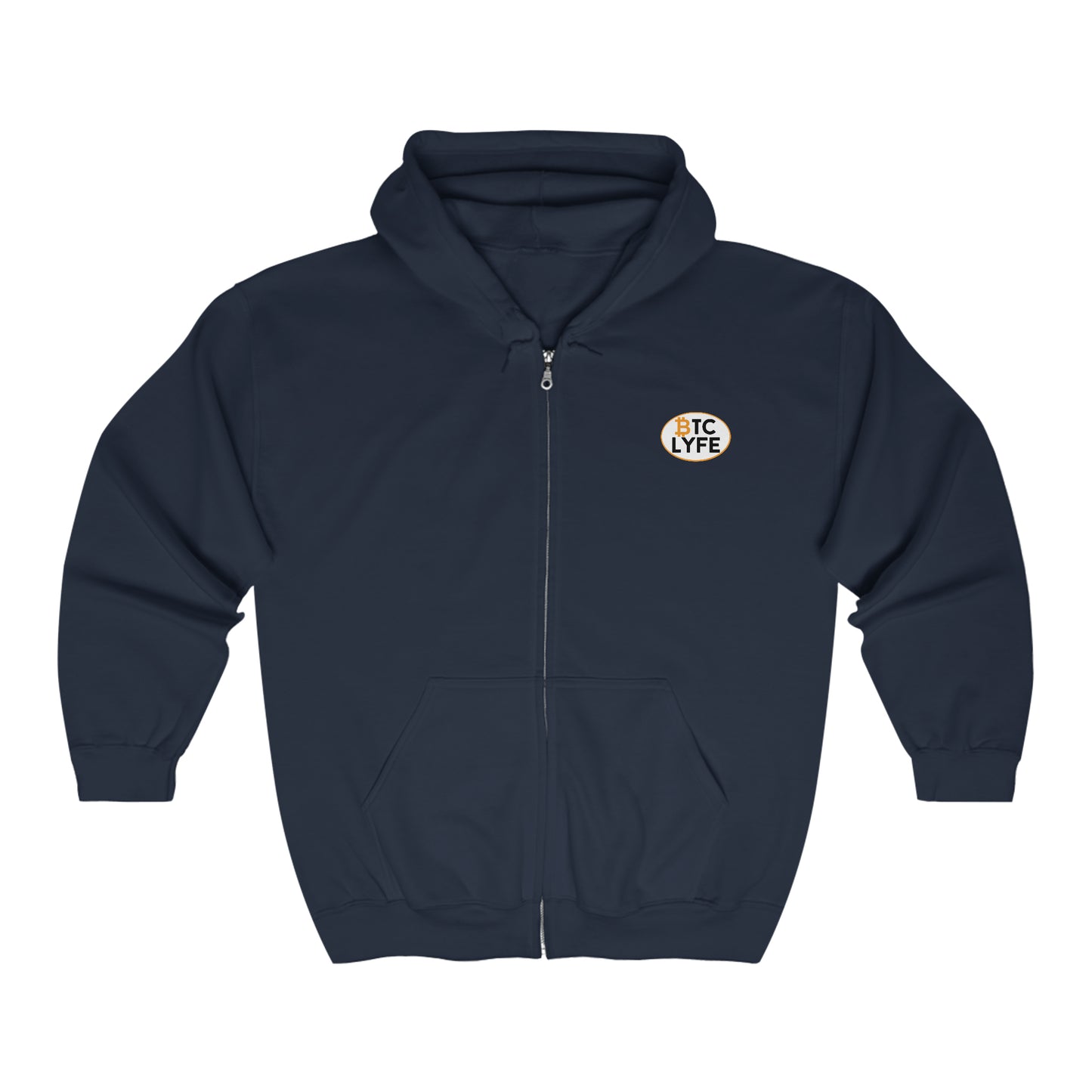 Bitcoin LYFE (Oval) Heavy Blend™ Full Zip Hooded Sweatshirt
