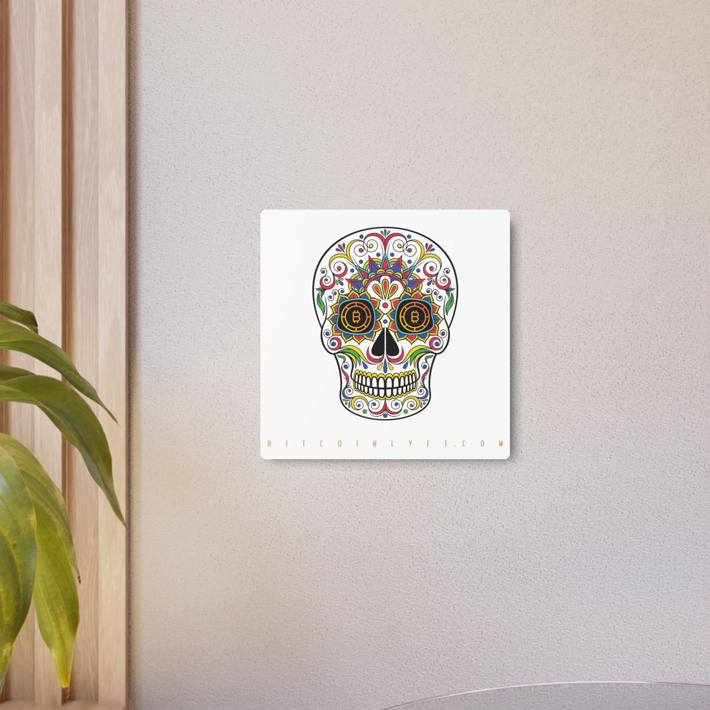 Día de los Muertos Metal Art Sign, Catorce Blanco