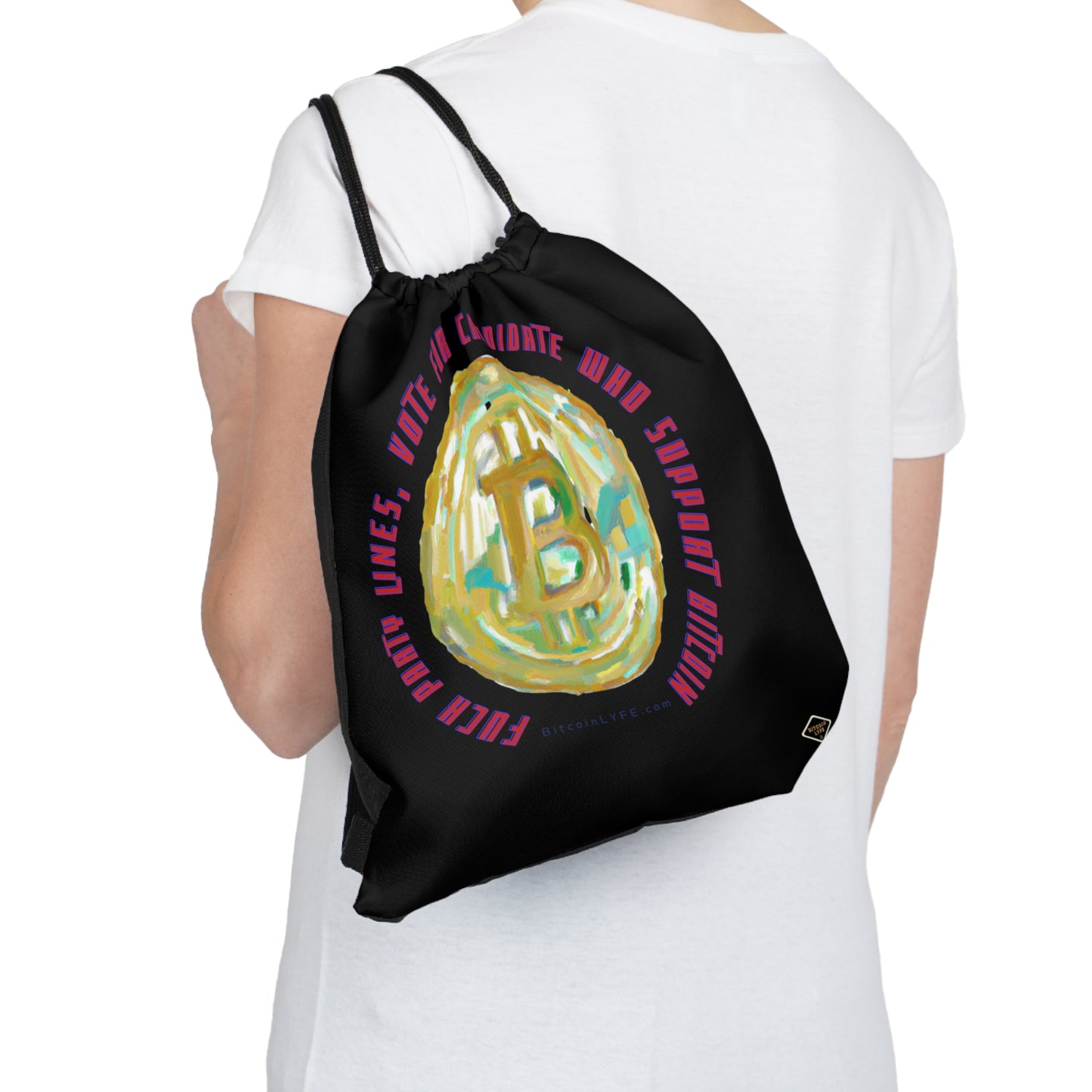 Vote - F*ck Party Lines Outdoor Drawstring Bag