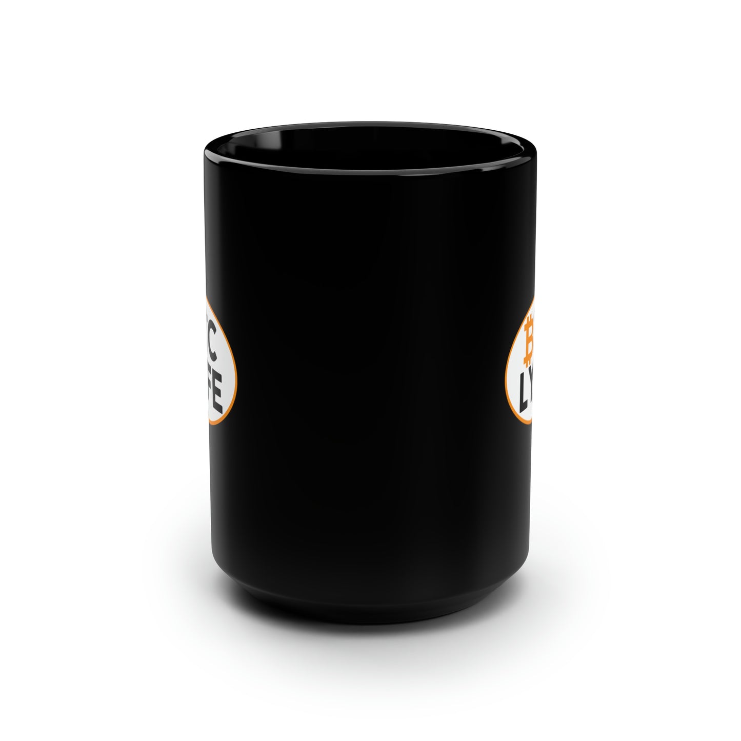 Bitcoin LYFE (Oval) Black Mug, 15oz