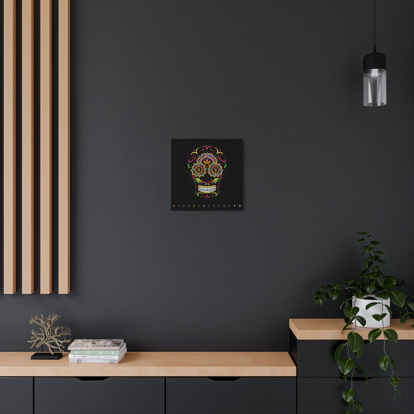 Día de los Muertos Metal Art Sign, Catorce Negro