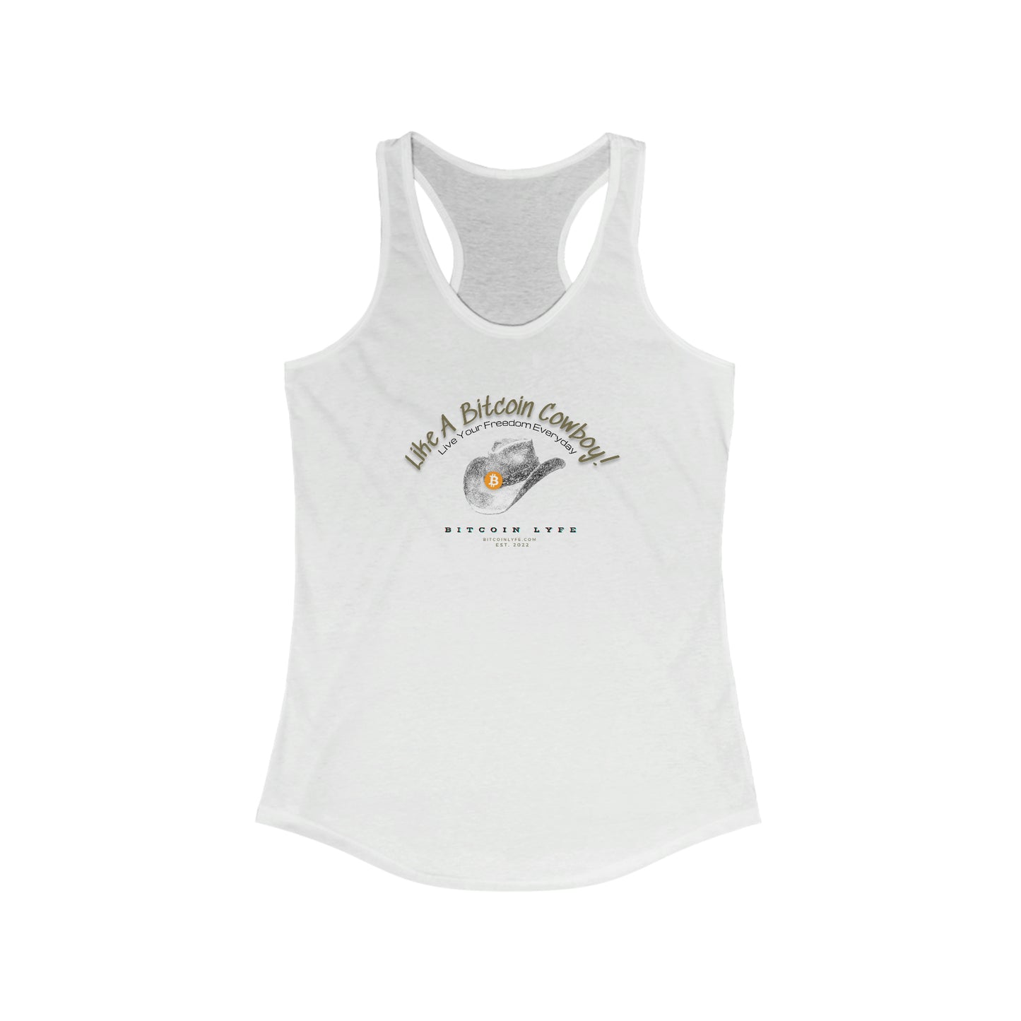 Bitcoin LYFE Cowboy Racerback Tank
