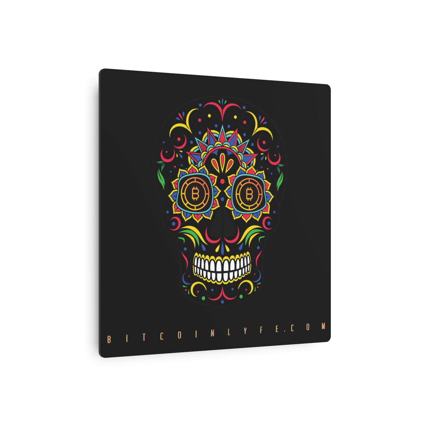 Día de los Muertos Metal Art Sign, Catorce Negro