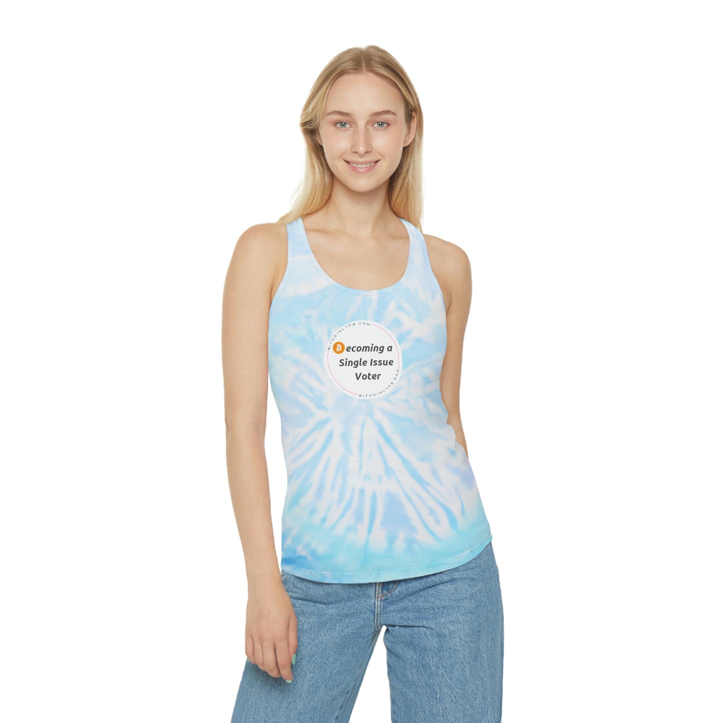 Becoming a Single Issue Voter Tie Dye Racerback Tank Top 1