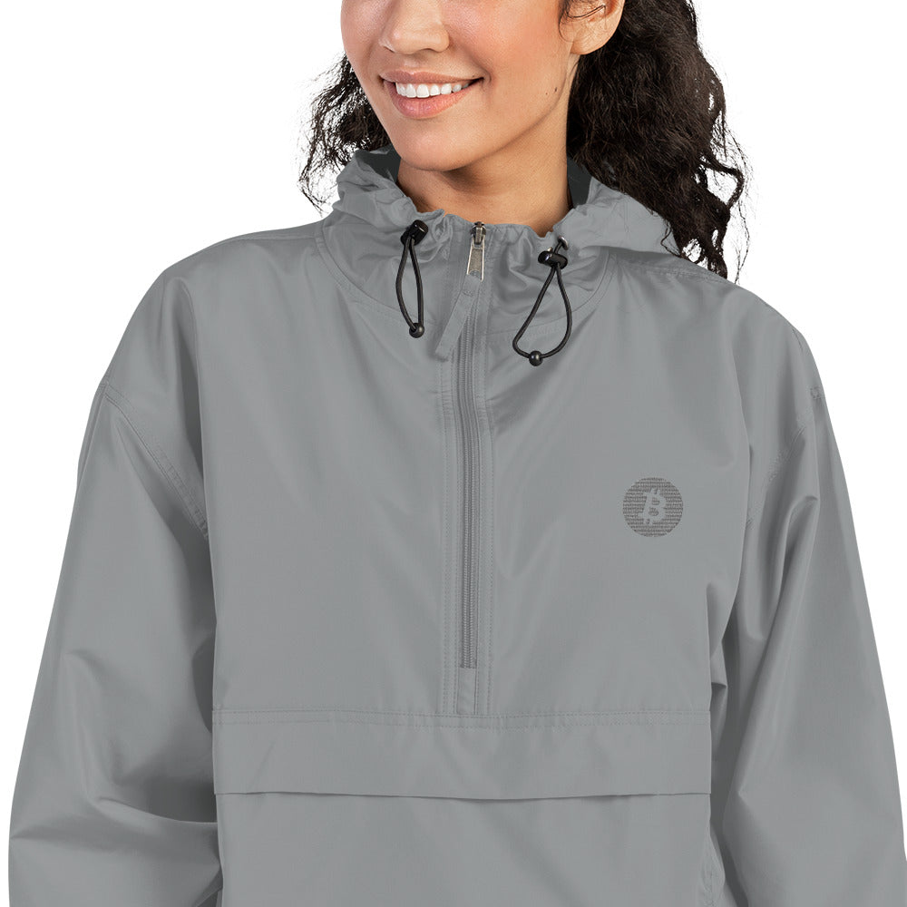 Bitcoin Embroidered Champion Packable Jacket, BTC6