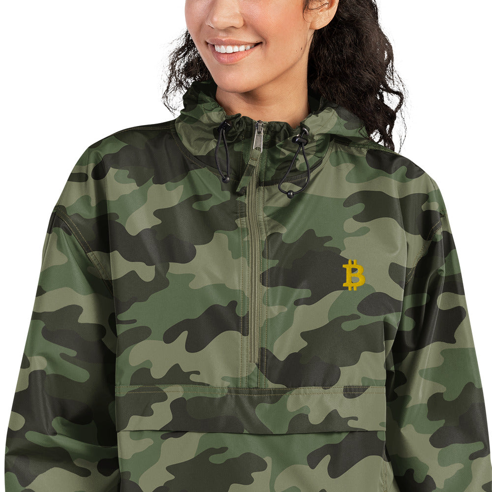 Bitcoin Embroidered Champion Packable Jacket, BTC3