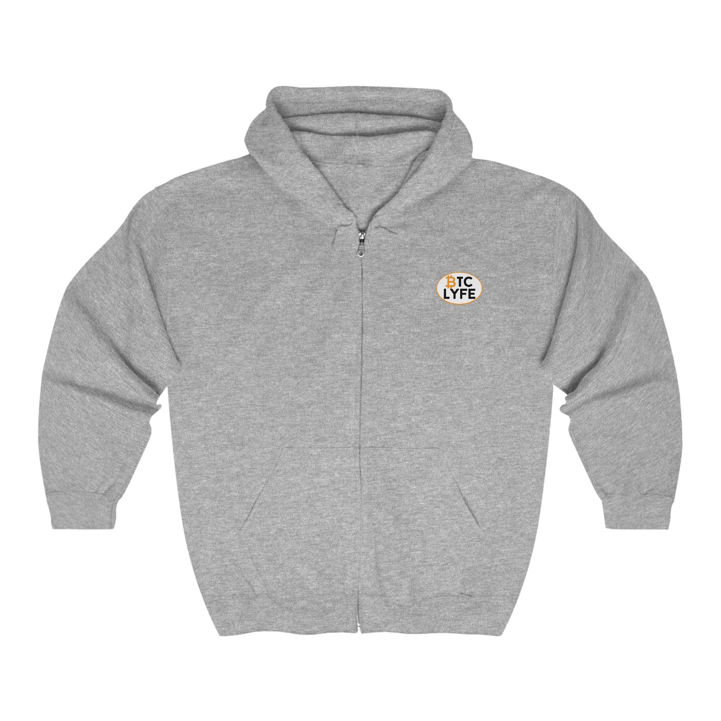 Bitcoin LYFE (Oval) Heavy Blend™ Full Zip Hooded Sweatshirt