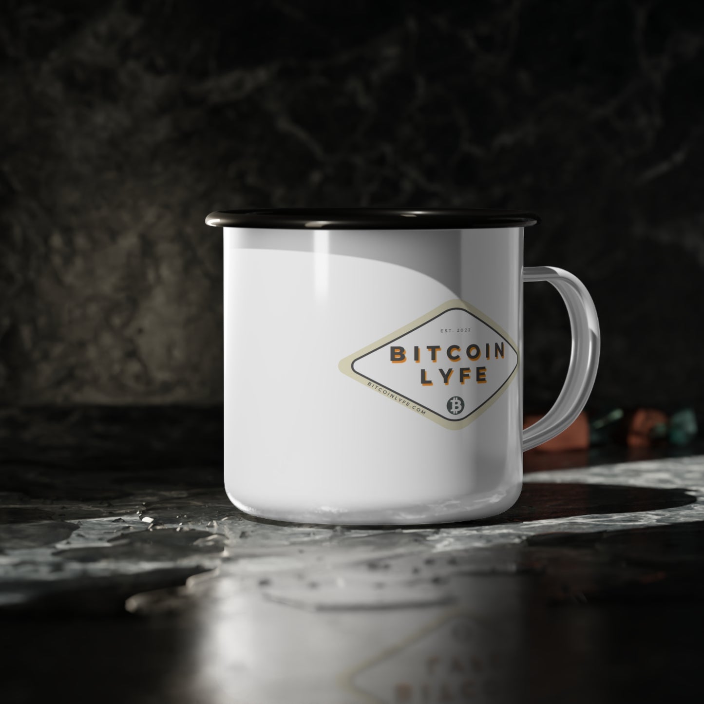 Bitcoin LYFE (Transparent) Enameled Steel Mug