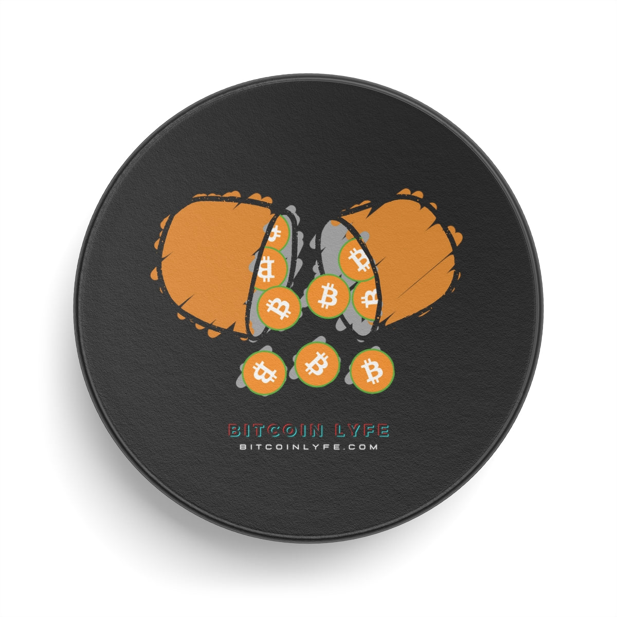 Bitcoin LYFE Orange Pill Hockey Puck