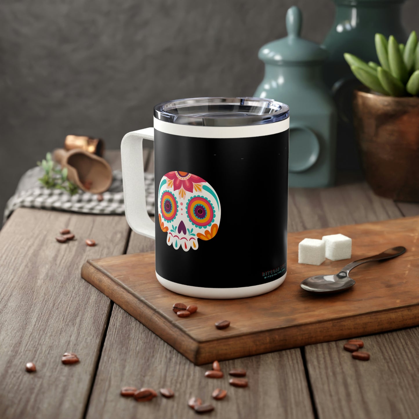 Día de los Muertos BTC 10oz Insulated Coffee Mug, Dieciocho