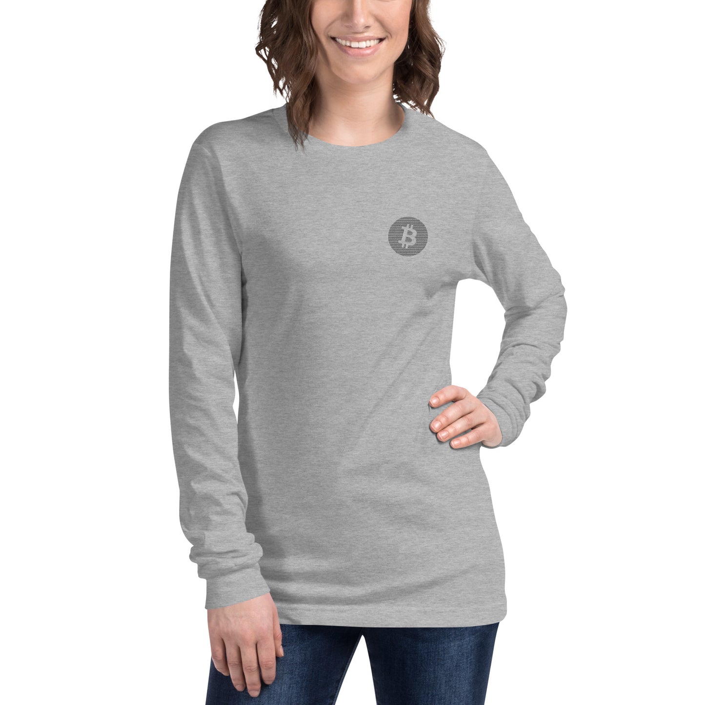 Embroidered Bitcoin Long Sleeve Tee BTC6