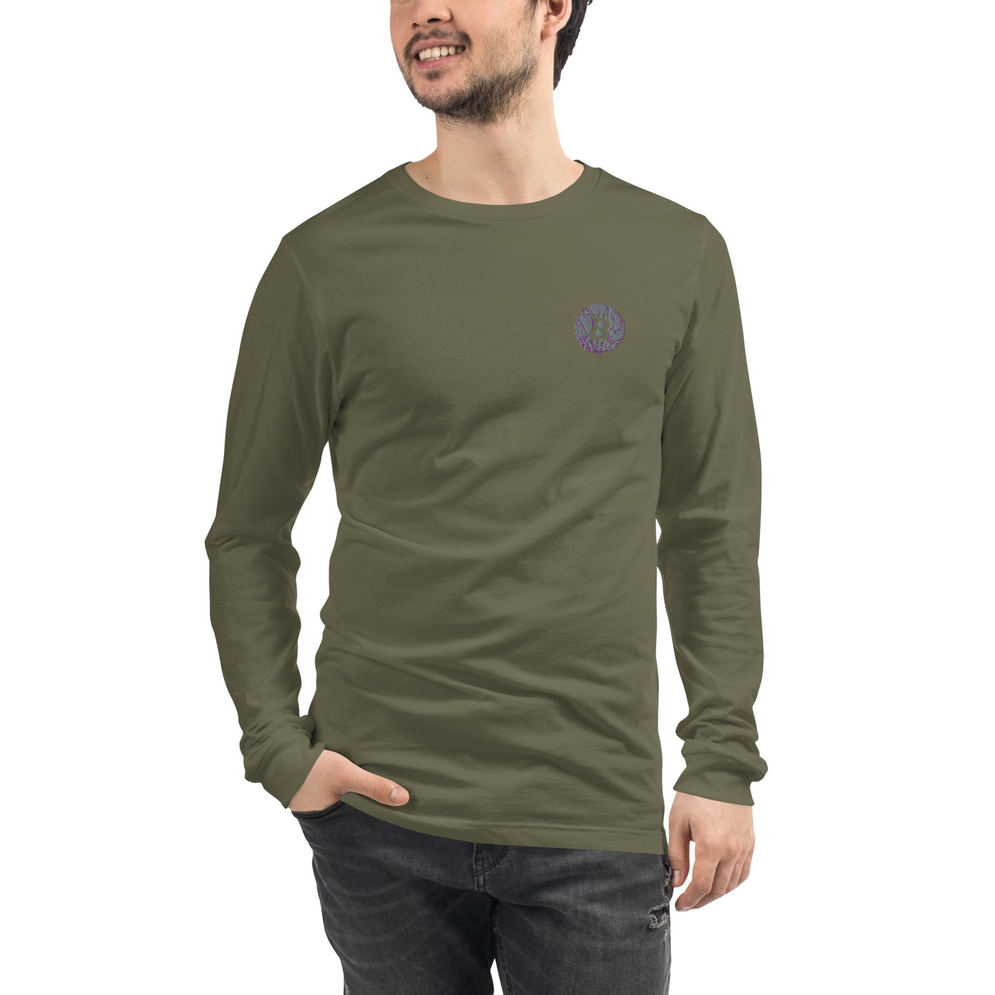 Embroidered Bitcoin Long Sleeve Tee BTC7