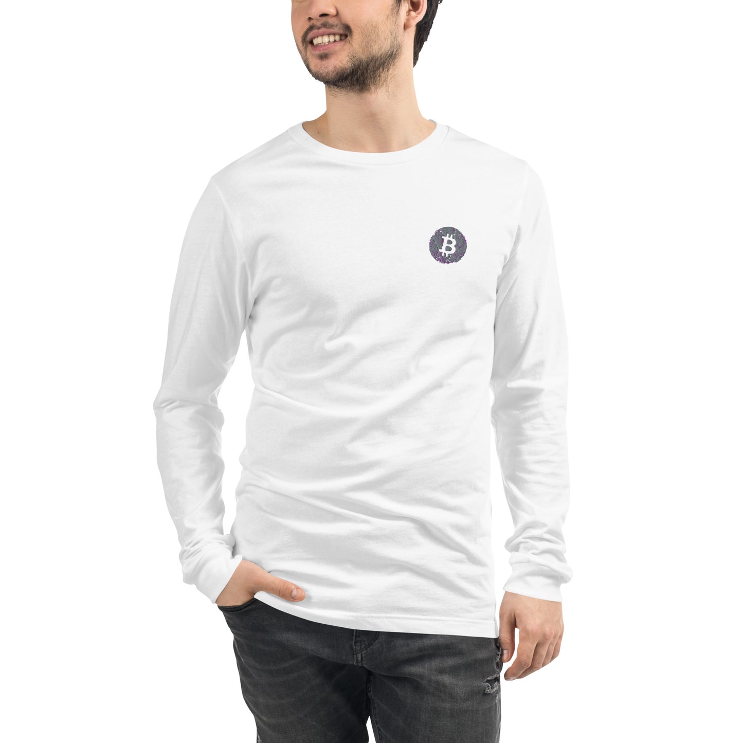 Embroidered Bitcoin Long Sleeve Tee BTC7