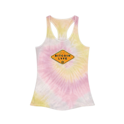 Distressed Bitcoin LYFE Tie Dye Racerback Tank Top