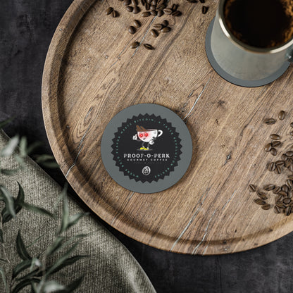 Proof-O-Perk Logo Gray Coasters