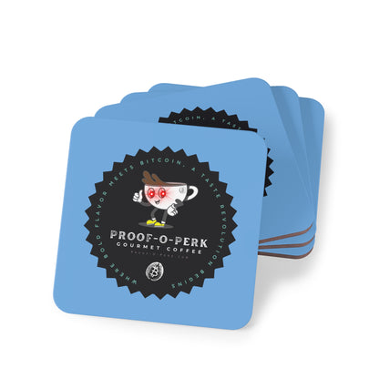 Proof-O-Perk Logo Blue Coasters