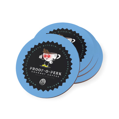 Proof-O-Perk Logo Blue Coasters