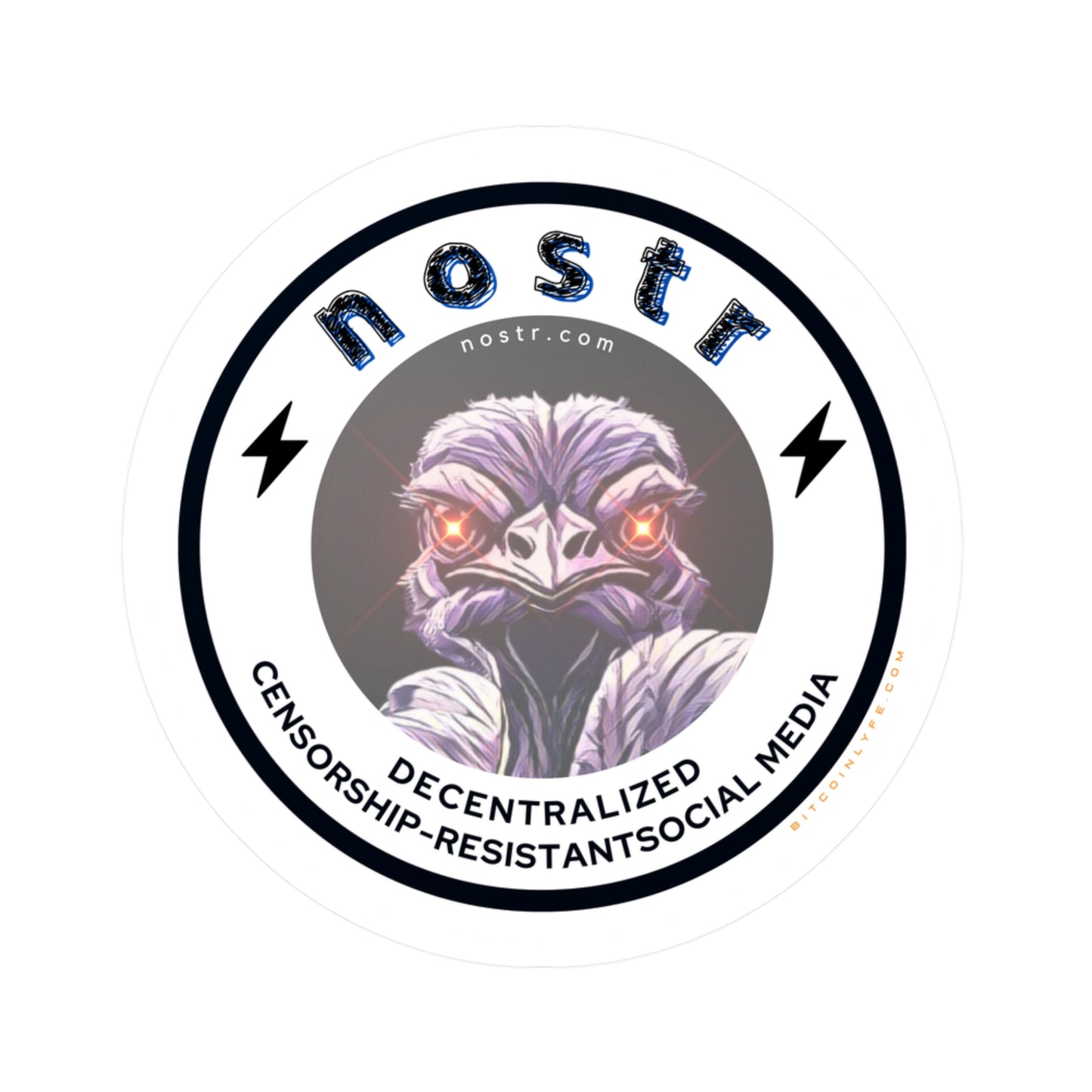 nostr Decentralized Nostrich, Vinyl Die-Cut Sticker