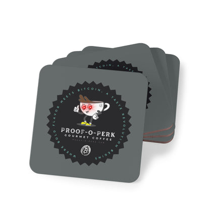 Proof-O-Perk Logo Gray Coasters