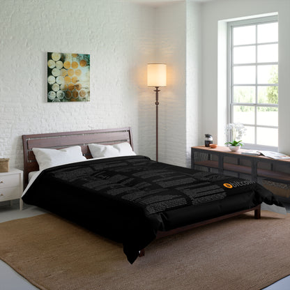 Bitcoin White Paper Comforter, White Text on Black