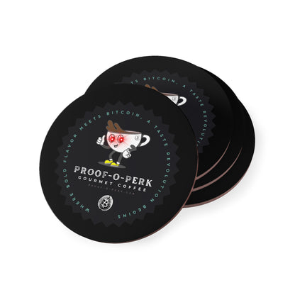 Proof-O-Perk Logo Black Coasters