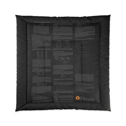 Bitcoin White Paper Comforter, White Text on Black