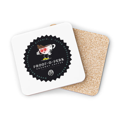 Proof-O-Perk Logo White Coasters