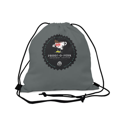 Proof-O-Perk Logo Gray Drawstring Bag