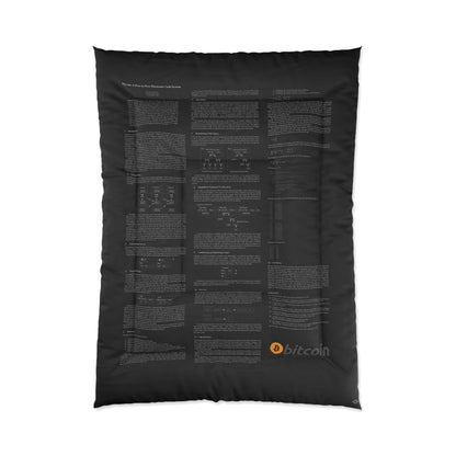 Bitcoin White Paper Comforter, White Text on Black