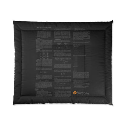 Bitcoin White Paper Comforter, White Text on Black