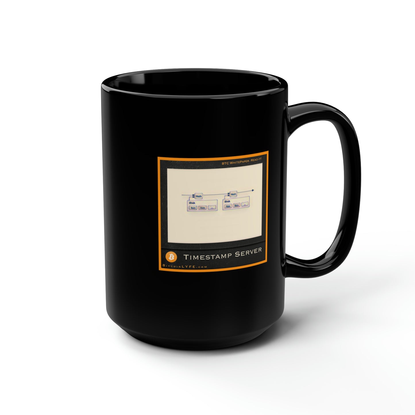 Bitcoin Whitepaper Figure Mug, Timestamp Server