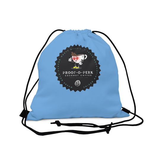 Proof-O-Perk Logo Blue Drawstring Bag