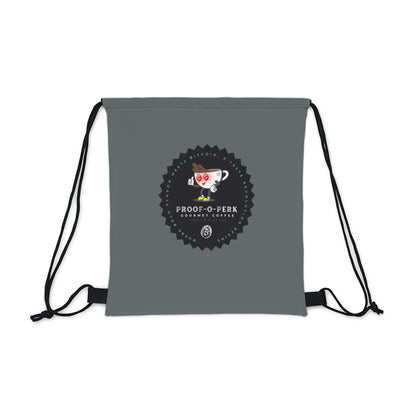 Proof-O-Perk Logo Gray Drawstring Bag