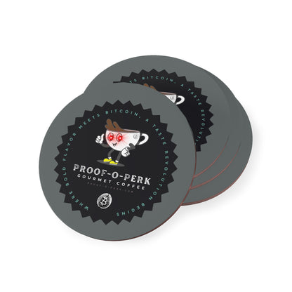 Proof-O-Perk Logo Gray Coasters