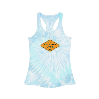 Distressed Bitcoin LYFE Tie Dye Racerback Tank Top