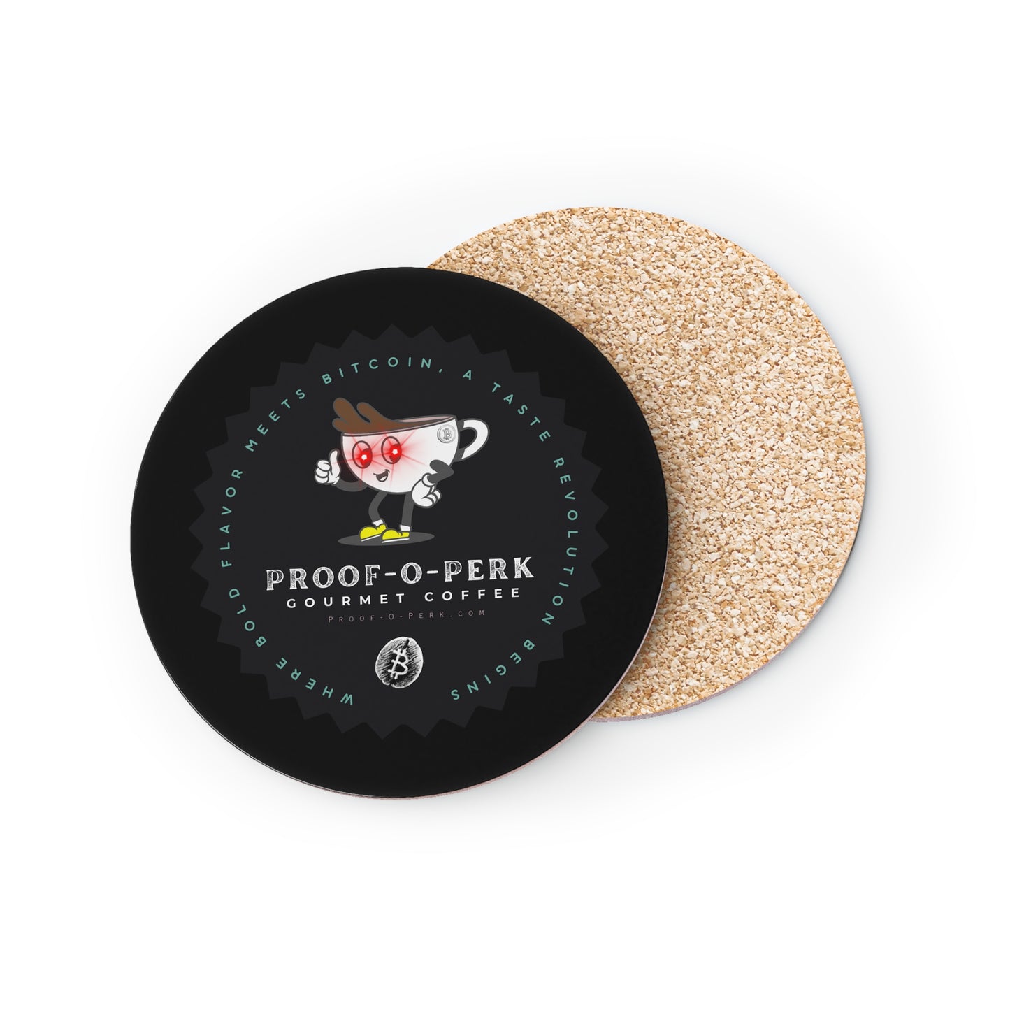 Proof-O-Perk Logo Black Coasters