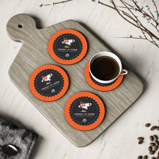 Proof-O-Perk Logo Orange Coasters