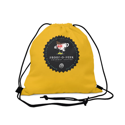 Proof-O-Perk Logo Yellow Drawstring Bag