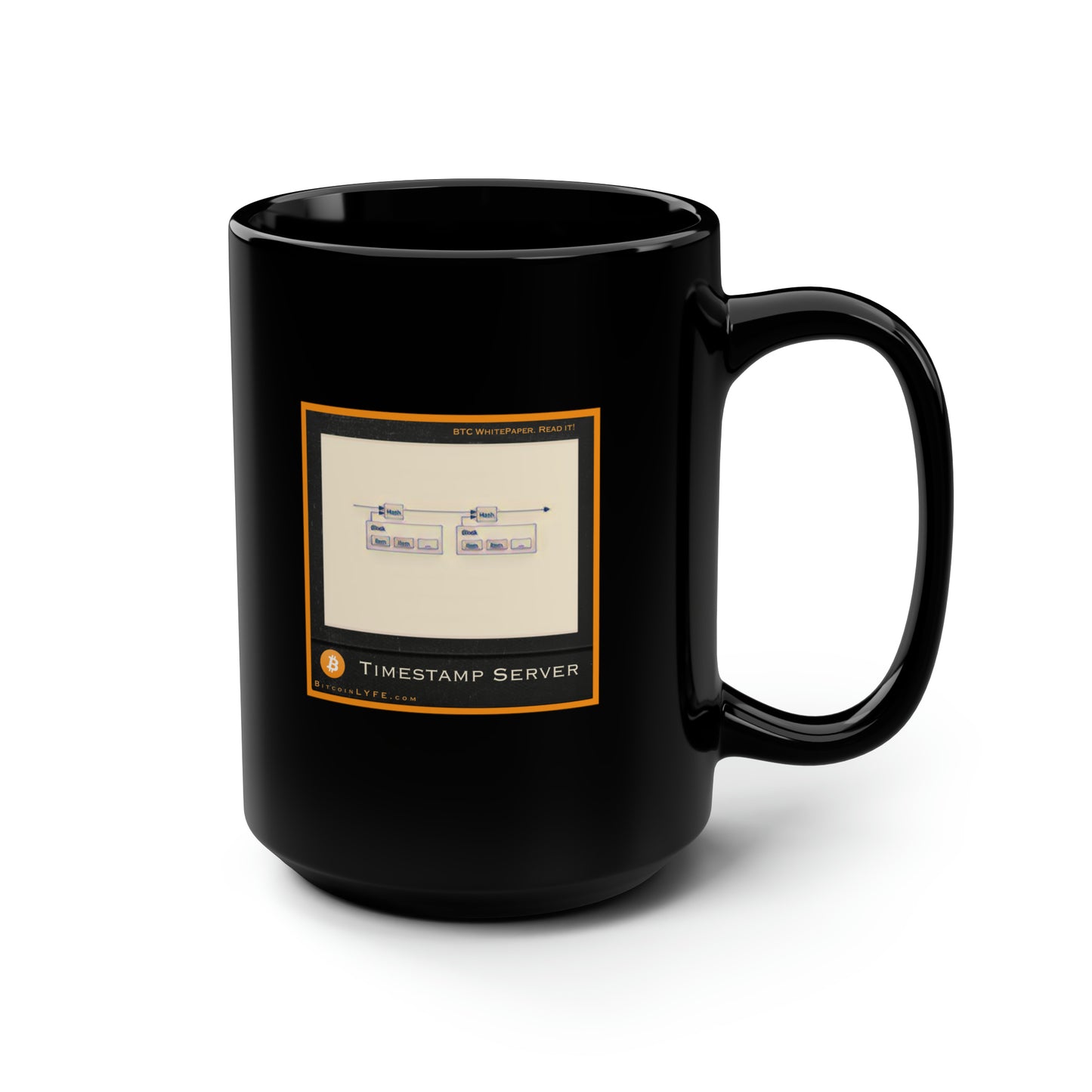 Bitcoin Whitepaper Figure Mug, Timestamp Server