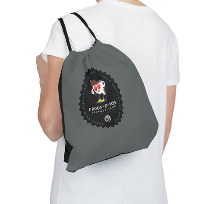 Proof-O-Perk Logo Gray Drawstring Bag