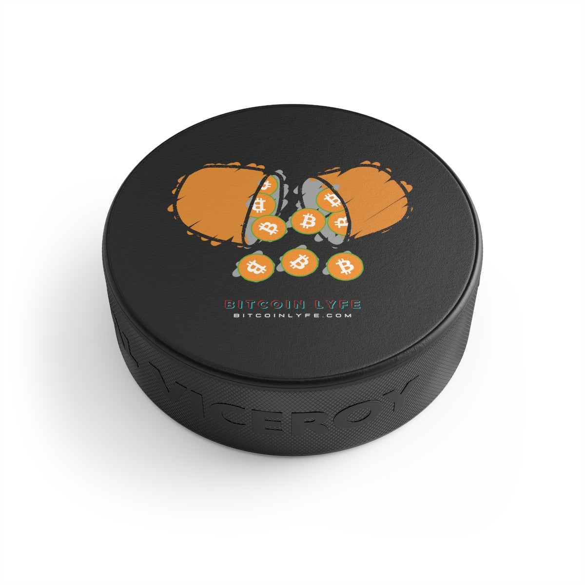 Bitcoin LYFE Orange Pill Hockey Puck