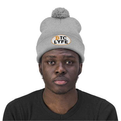 Bitcoin LYFE (OVal) Pom Pom Beanie