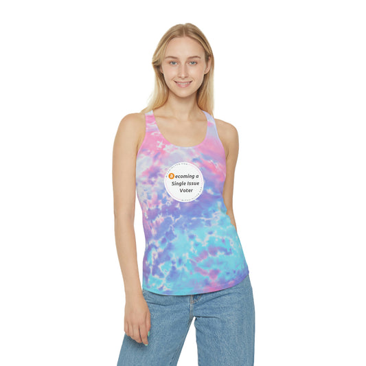 Becoming a Single Issue Voter Tie Dye Racerback Tank Top 1