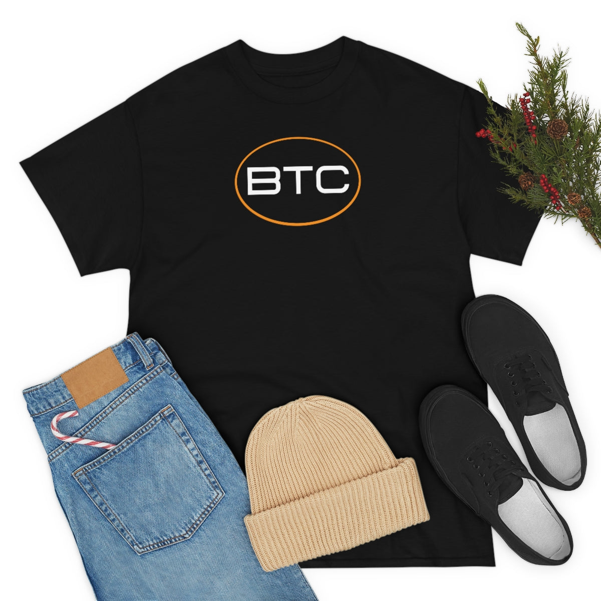 BTC Oval #1 Cotton T-Shirt, Blackout Version