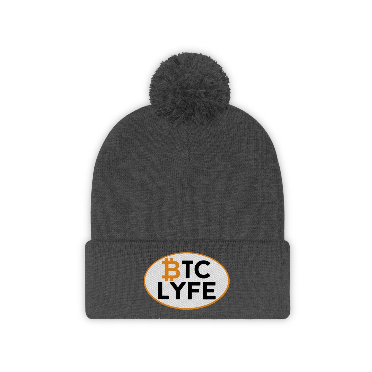 Bitcoin LYFE (OVal) Pom Pom Beanie