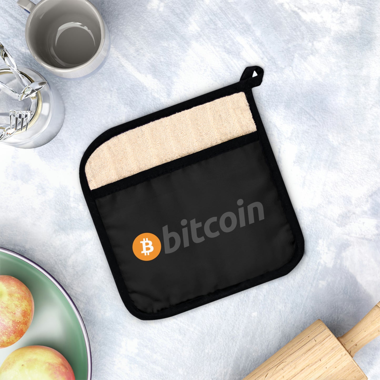 Bitcoin Pot Holder with Pocket, BTC1